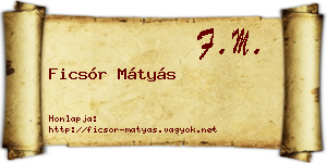 Ficsór Mátyás névjegykártya